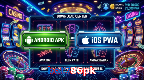 Main screen of Bet786pk download page for PK players