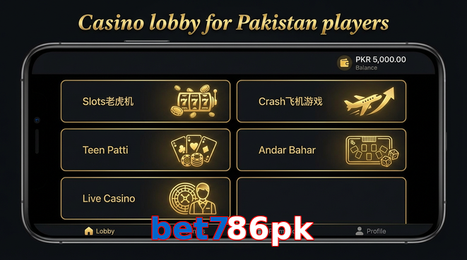 Lobby view of Bet786pk for Pakistan users