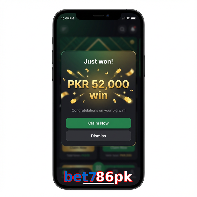 Main screen of Bet786pk win page for PK players